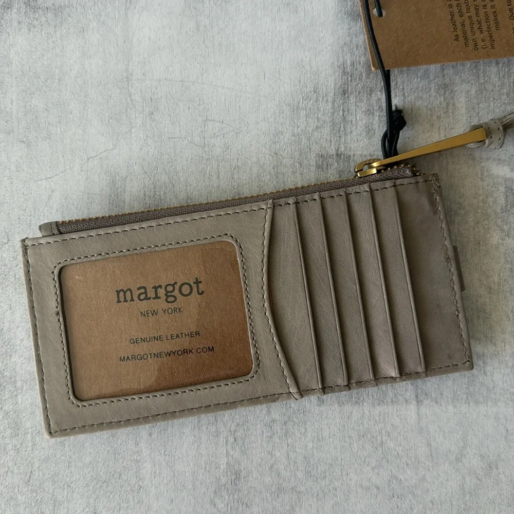 Margot Grey slim leather Card case wallet wristlet